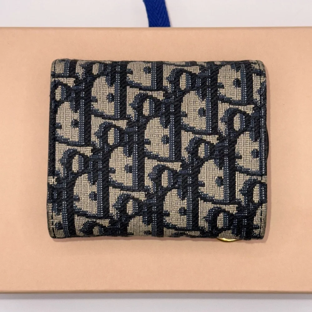 Dior Navy and Beige Monogram lotus Wallet